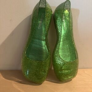 Jeffrey Campbell Green Glitter Flat
